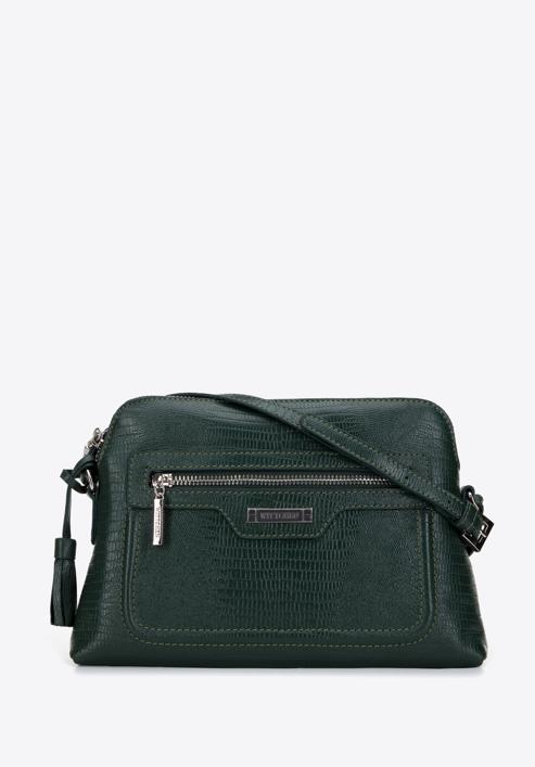Leather tassel detail cross body bag, dark green, 29-4E-013-8, Photo 1