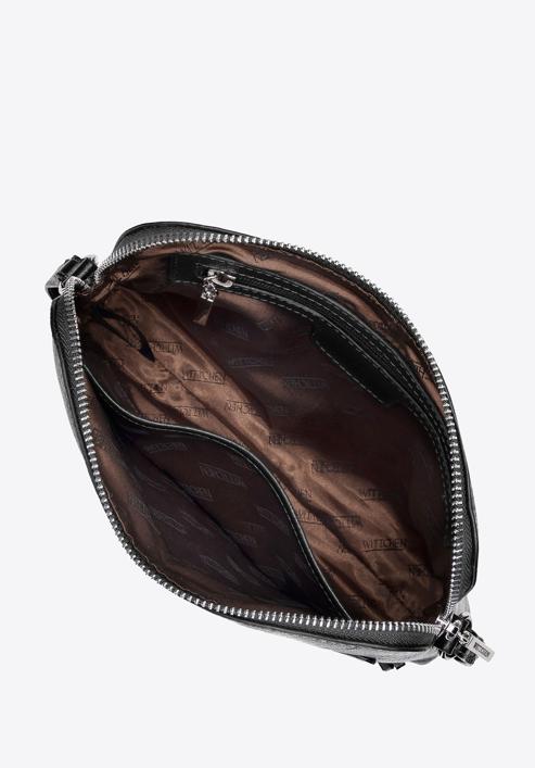 Leather tassel detail cross body bag, black-silver, 29-4E-013-11, Photo 3