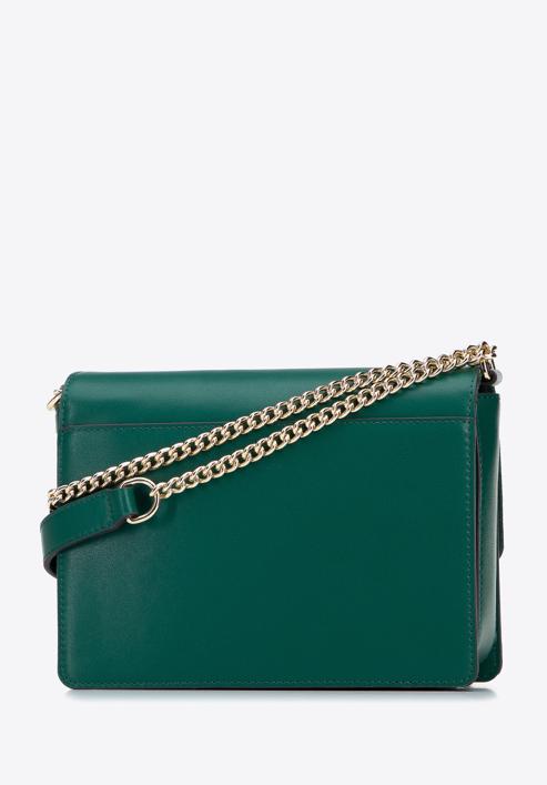 Leather flap fringed shoulder bag, green, 95-4E-659-1, Photo 3