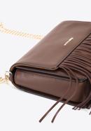 Leather flap fringed shoulder bag, brown, 95-4E-659-Z, Photo 5