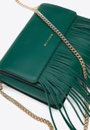 Leather flap fringed shoulder bag, green, 95-4E-659-1, Photo 5