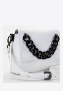Leather flap bag with chain strap detail, white, 92-4E-306-0, Photo 4