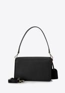 Women's leather flap bag with "W" letter detail, black, 98-4E-202-1, Photo 2
