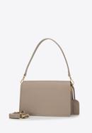 Women's leather flap bag with "W" letter detail, beige, 98-4E-203-1, Photo 2