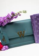 Women's leather flap bag with "W" letter detail, blue, 98-4E-202-1, Photo 5