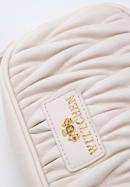 Women's ruched leather crossbody bag, cream, 97-4E-603-0, Photo 4