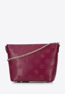 Leather monogram handbag with chain shoulder strap, burgundy, 95-4E-635-3, Photo 2