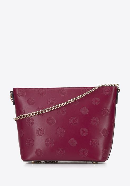 Leather monogram handbag with chain shoulder strap, burgundy, 95-4E-635-1, Photo 2