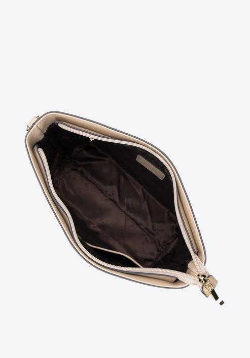 Leather monogram handbag with chain shoulder strap, beige, 95-4E-635-P, Photo 3