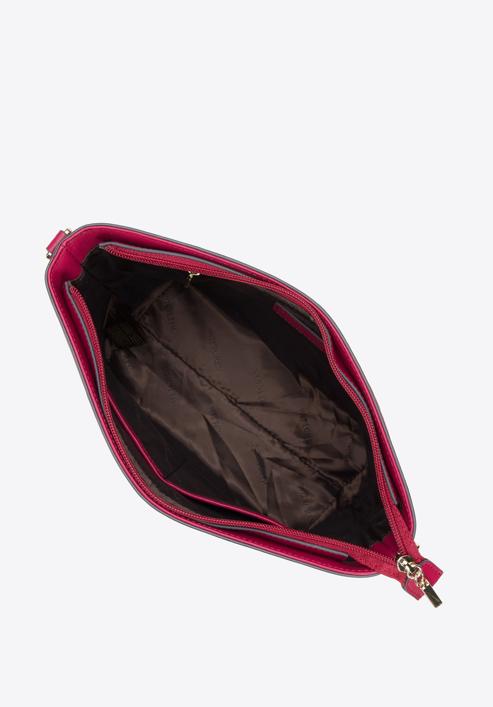 Leather monogram handbag with chain shoulder strap, dark pink, 95-4E-635-P, Photo 3