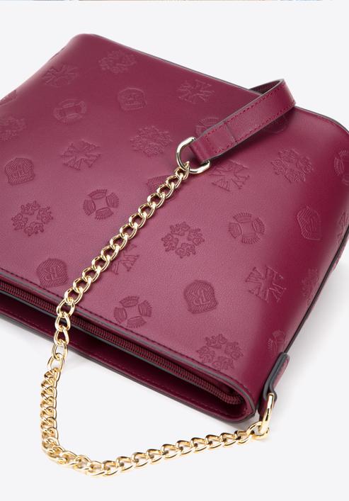 Leather monogram handbag with chain shoulder strap, burgundy, 95-4E-635-3, Photo 4