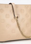 Leather monogram handbag with chain shoulder strap, beige, 95-4E-635-P, Photo 4
