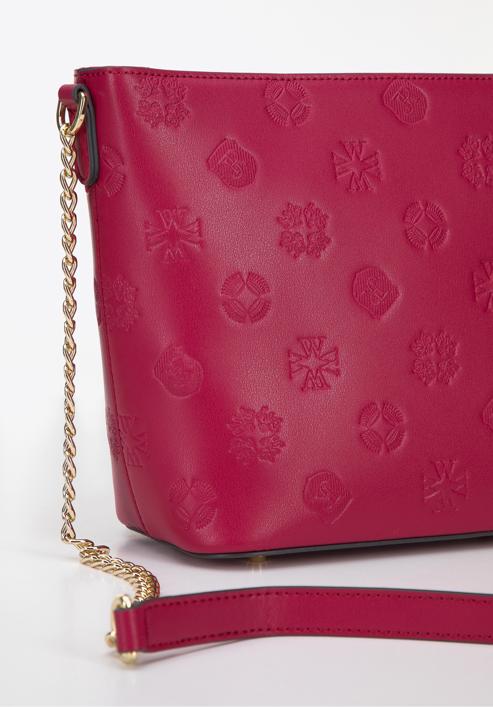 Leather monogram handbag with chain shoulder strap, dark pink, 95-4E-635-P, Photo 4