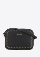 Leather studded crossbody bag, black, 95-4E-642-Z, Photo 1