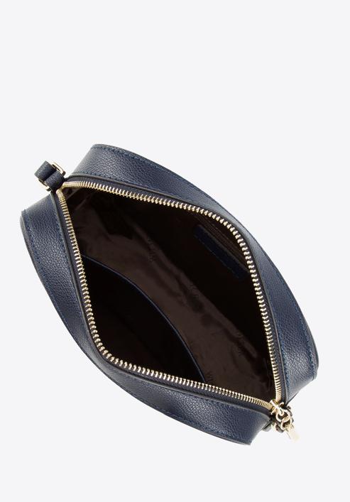 Leather studded crossbody bag, navy blue, 95-4E-642-4, Photo 3