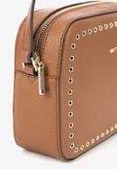 Leather studded crossbody bag, brown, 95-4E-642-7, Photo 4