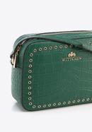 Leather studded crossbody bag, green, 95-4E-642-4, Photo 4