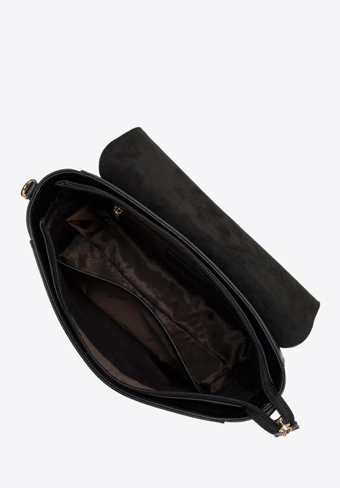 Women's leather studded crossbody bag, black, 98-4E-627-1, Photo 3