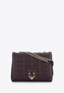 Leather flap bag with chain shoulder strap, dark brown, 97-4E-613-3, Photo 1