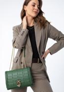 Leather flap bag with chain shoulder strap, green, 97-4E-613-4, Photo 17