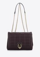 Leather flap bag with chain shoulder strap, dark brown, 97-4E-613-3, Photo 2
