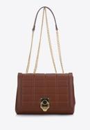 Leather flap bag with chain shoulder strap, brown, 97-4E-613-Z, Photo 2