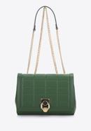 Leather flap bag with chain shoulder strap, green, 97-4E-613-4, Photo 2