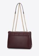 Leather flap bag with chain shoulder strap, plum, 97-4E-613-3, Photo 3
