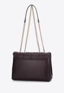 Leather flap bag with chain shoulder strap, dark brown, 97-4E-613-3, Photo 3