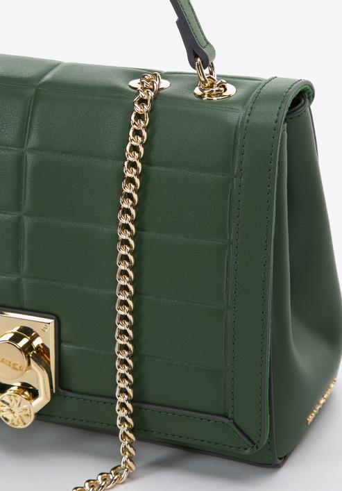 Leather flap bag with chain shoulder strap, green, 97-4E-613-Z, Photo 5