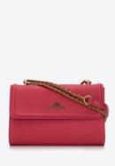 Women's leather flap bag on chain shoulder strap, dark pink, 98-4E-218-N, Photo 1