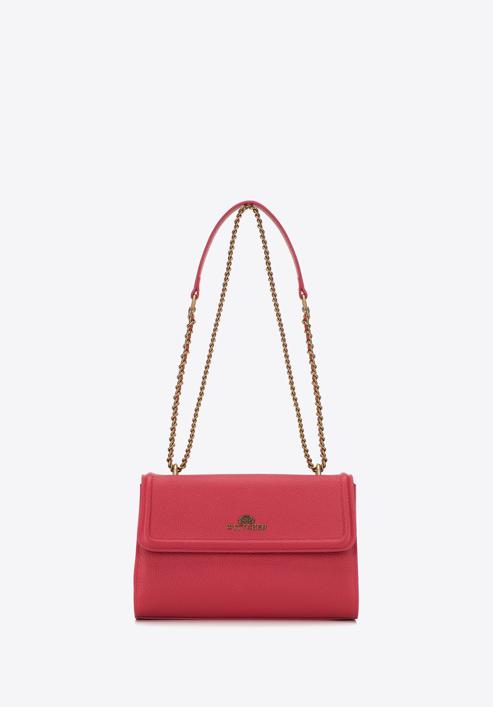 Women's leather flap bag on chain shoulder strap, dark pink, 98-4E-218-P, Photo 2