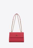Women's leather flap bag on chain shoulder strap, dark pink, 98-4E-218-P, Photo 2