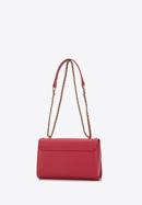 Women's leather flap bag on chain shoulder strap, dark pink, 98-4E-218-P, Photo 3