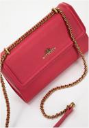 Women's leather flap bag on chain shoulder strap, dark pink, 98-4E-218-P, Photo 5