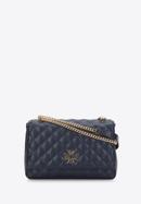 Quilted leather flap bag on chain, navy blue, 97-4E-608-P, Photo 1