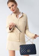 Quilted leather flap bag on chain, navy blue, 97-4E-608-P, Photo 15