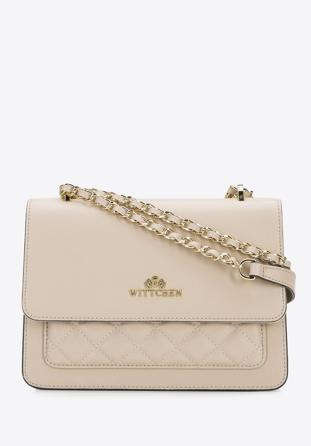 Leather quilted pocket flap bag, beige, 96-4E-621-9, Photo 1