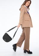 Women's woven leather crossbody bag, black-gold, 97-4E-026-3, Photo 15
