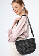 Women's woven leather crossbody bag, black-silver, 97-4E-026-3, Photo 15