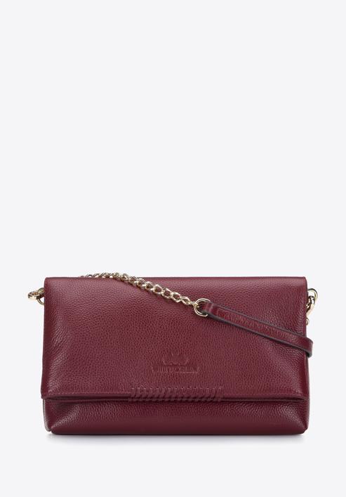 Leather cross body bag with braided detail, burgundy, 95-4E-647-7, Photo 1