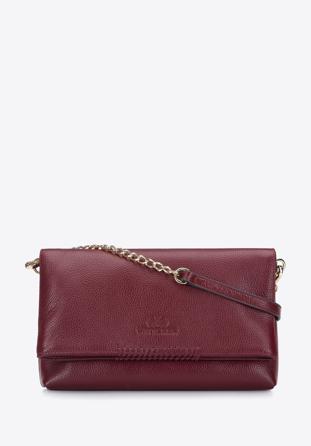 Leather cross body bag with braided detail, burgundy, 95-4E-647-3, Photo 1