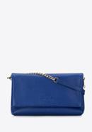 Leather cross body bag with braided detail, blue, 95-4E-647-Z, Photo 1