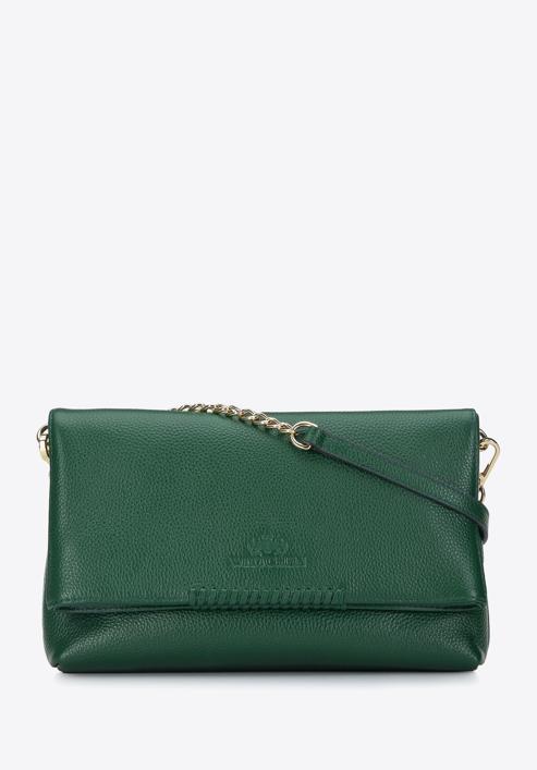 Leather cross body bag with braided detail, green, 95-4E-647-3, Photo 1