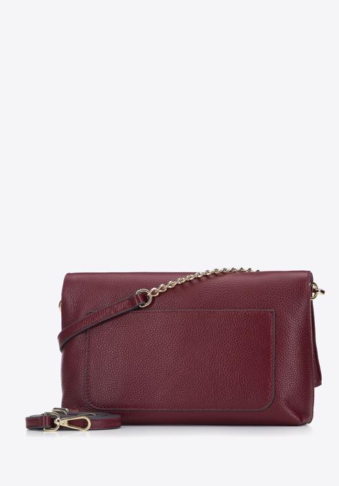 Leather cross body bag with braided detail, burgundy, 95-4E-647-4, Photo 2