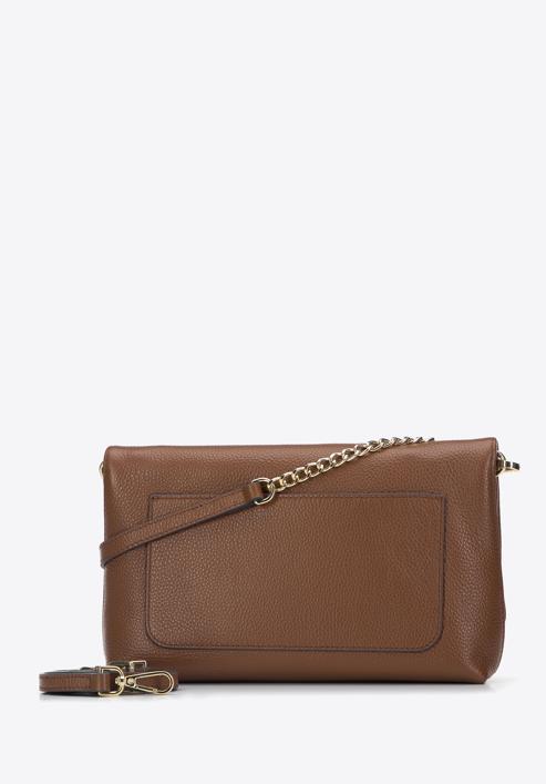 Leather cross body bag with braided detail, brown, 95-4E-647-Z, Photo 2