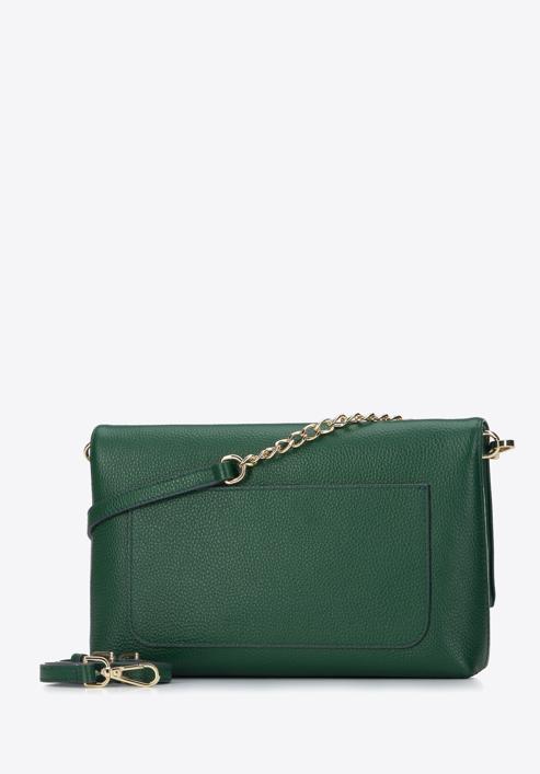Leather cross body bag with braided detail, green, 95-4E-647-Z, Photo 2