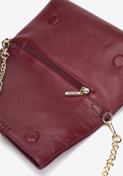 Leather cross body bag with braided detail, burgundy, 95-4E-647-4, Photo 4