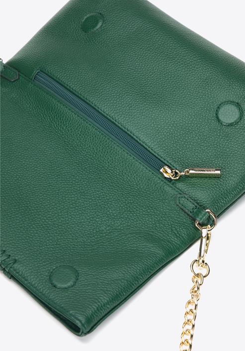 Leather cross body bag with braided detail, green, 95-4E-647-Z, Photo 4
