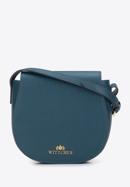 Women's leather saddle clutch bag, dark turquoise, 95-4-669-7, Photo 1